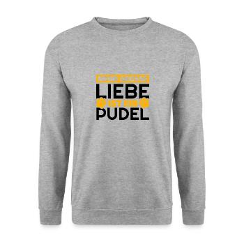 Pudel Geschenke lustig - Unisex Pullover - Weißgrau meliert - Vorne - Alina (178cm) & Michal (187cm)