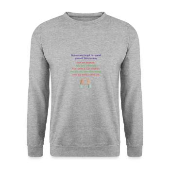 You're doing a great job! Motivation & Selbstliebe - Unisex Pullover - Weißgrau meliert - Vorne - Alina (178cm) & Michal (187cm)