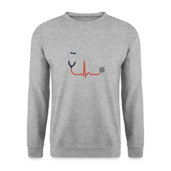 STETHOSCOPE DOCTOR HOSPITAL - Unisex Sweatshirt - salt & pepper - Front - Alina (178cm) & Michal (187cm)