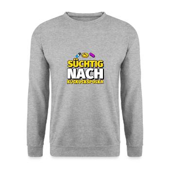 Kuckuckspolka Tanz lustig Geschenk - Unisex Pullover - Weißgrau meliert - Vorne - Alina (178cm) & Michal (187cm)