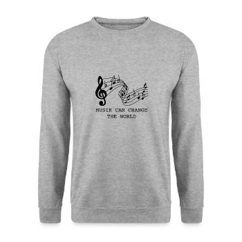 Musik Musikinstrumente Singen - Unisex Pullover - Weißgrau meliert - Vorne - Alina (178cm) & Michal (187cm)