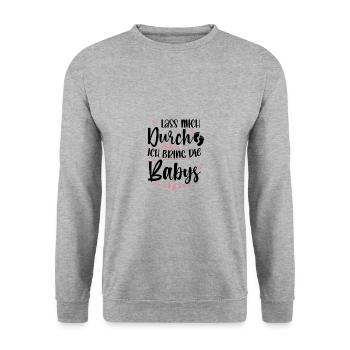 Hebammen - Unisex Pullover - Weißgrau meliert - Vorne - Alina (178cm) & Michal (187cm)