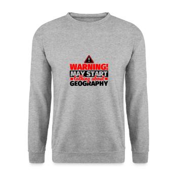 Geographie lustiger Spruch - Unisex Pullover - Weißgrau meliert - Vorne - Alina (178cm) & Michal (187cm)