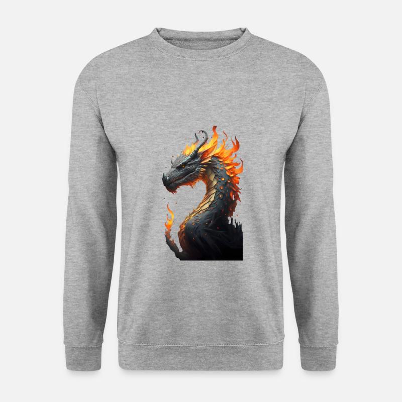 Dragon head with fire - Unisex Sweatshirt - salt & pepper