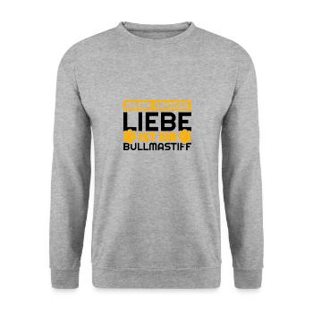 Bullmastiff Geschenke lustig - Unisex Pullover - Weißgrau meliert - Vorne - Alina (178cm) & Michal (187cm)