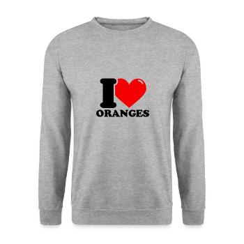 I love oranges - Unisex Sweatshirt - salt & pepper - Front - Alina (178cm) & Michal (187cm)