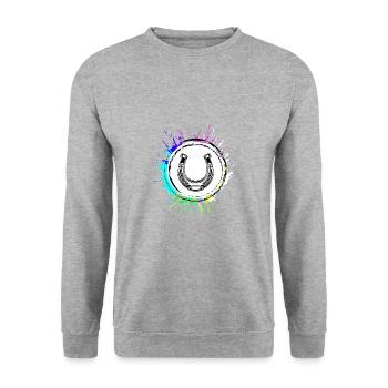 Hufeisen Icon - Unisex Pullover - Weißgrau meliert - Vorne - Alina (178cm) & Michal (187cm)
