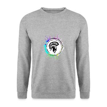 Spartaner Helm - Unisex Pullover - Weißgrau meliert - Vorne - Alina (178cm) & Michal (187cm)