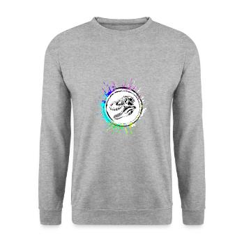 Dinosaurier Skelett T Rex Kopf - Unisex Pullover - Weißgrau meliert - Vorne - Alina (178cm) & Michal (187cm)