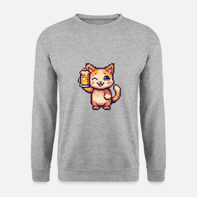 Cat Beer Pixel - Unisex Sweatshirt - salt & pepper