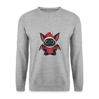 Fledermaus Weihnachten Comic - Unisex Pullover - Weißgrau meliert - Vorne - Alina (178cm) & Michal (187cm)