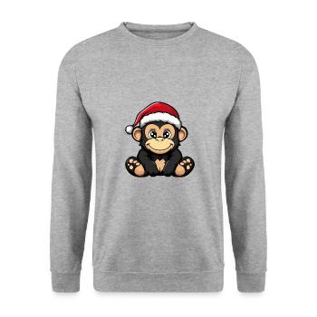 Monkey Christmas Cute - Unisex Sweatshirt - salt & pepper - Front - Alina (178cm) & Michal (187cm)