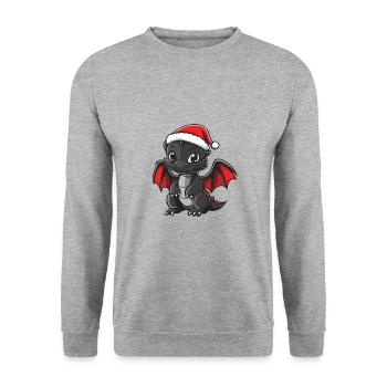 Drache Weihnachten Niedlich - Unisex Pullover - Weißgrau meliert - Vorne - Alina (178cm) & Michal (187cm)