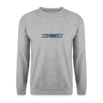 love yourself1 - Sweat-shirt Unisexe - gris chiné - Devant - Alina (178cm) & Michal (187cm)