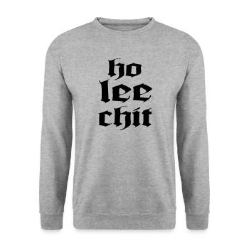 Ho Lee chit lustiges Zitat - Unisex Pullover - Weißgrau meliert - Vorne - Alina (178cm) & Michal (187cm)