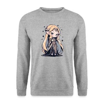 Cute Chibi Princess - Cute Fairy Tale Design - Unisex Sweatshirt - salt & pepper - Front - Alina (178cm) & Michal (187cm)