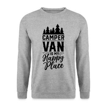 Camping-car Est Mon emplacement chanceux Caravane - Sweat-shirt Unisexe - gris chiné - Devant - Alina (178cm) & Michal (187cm)