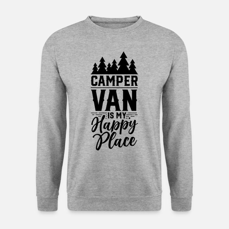 Campervan Ist Mein Glücksort Wohnmobil Wohnwagen - Unisex Pullover - Weißgrau meliert