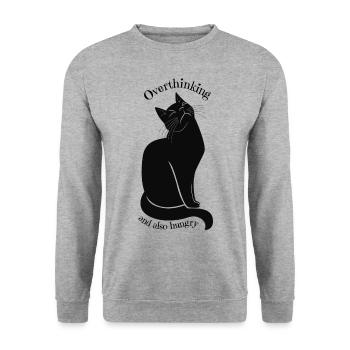 overthinking cat (and also hungry) - Unisex Sweatshirt - salt & pepper - Front - Alina (178cm) & Michal (187cm)
