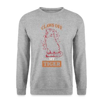 mein Tiger ist eine starke und stolze Katze - Unisex Pullover - Weißgrau meliert - Vorne - Alina (178cm) & Michal (187cm)