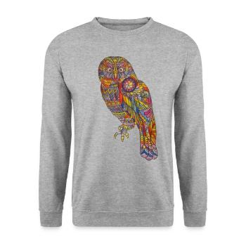 Owl of Wisdom - Unisex Pullover - Weißgrau meliert - Vorne - Alina (178cm) & Michal (187cm)