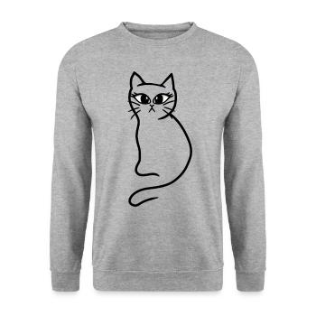 Katze Katzen Kätzchen Haustiere Haustier - Unisex Pullover - Weißgrau meliert - Vorne - Alina (178cm) & Michal (187cm)
