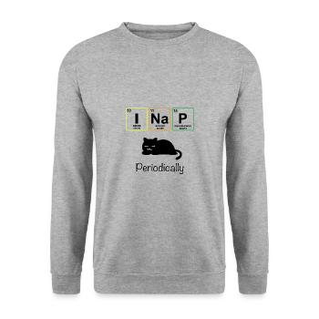 I Nap Periodically - Funny Science Cat Katze - Unisex Sweatshirt - salt & pepper - Front - Alina (178cm) & Michal (187cm)