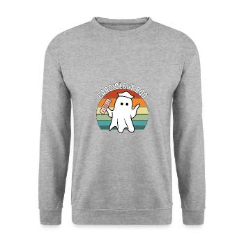 Vintage Halloween Ghost Cardiology Boo Nursing Fun - Unisex Pullover - Weißgrau meliert - Vorne - Alina (178cm) & Michal (187cm)