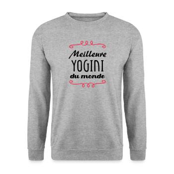 Meilleure Yogini du monde / Yoga - Sweat-shirt Unisexe - gris chiné - Devant - Alina (178cm) & Michal (187cm)