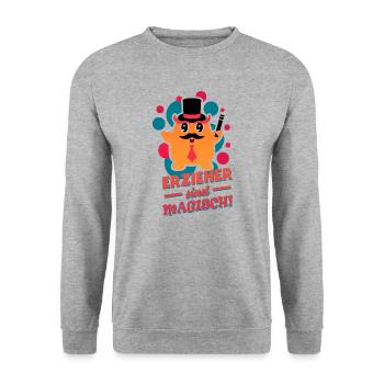 Erzieher sind magisch (Zauberer) - Unisex Pullover - Weißgrau meliert - Vorne - Alina (178cm) & Michal (187cm)