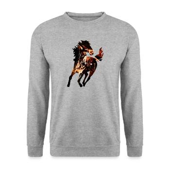 gxp braunes Pferd Spritzer Wasserfarbe - Unisex Pullover - Weißgrau meliert - Vorne - Alina (178cm) & Michal (187cm)