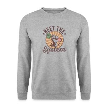 Beet the System funny vegetable design - Unisex Sweatshirt - salt & pepper - Front - Alina (178cm) & Michal (187cm)