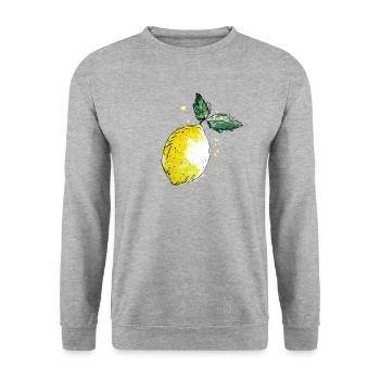 Zitrusfrisch - Unisex Pullover - Weißgrau meliert - Vorne - Alina (178cm) & Michal (187cm)