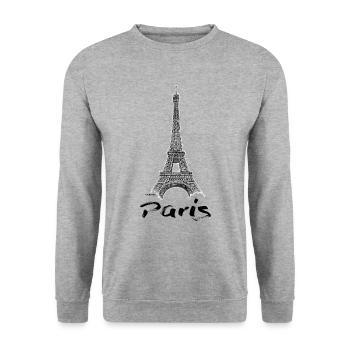 P.D. Moreno Eiffelturm Paris - Unisex Pullover - Weißgrau meliert - Vorne - Alina (178cm) & Michal (187cm)