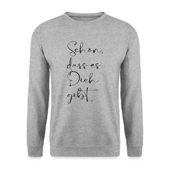 Schön, dass es Dich gibt! - Unisex Pullover - Weißgrau meliert - Vorne - Alina (178cm) & Michal (187cm)