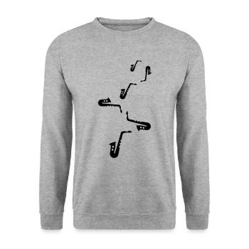 Trompete Symbol - Unisex Pullover - Weißgrau meliert - Vorne - Alina (178cm) & Michal (187cm)
