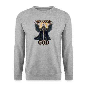 WARRIOR OF GOD - Schwarzer Ritter - Unisex Pullover - Weißgrau meliert - Vorne - Alina (178cm) & Michal (187cm)