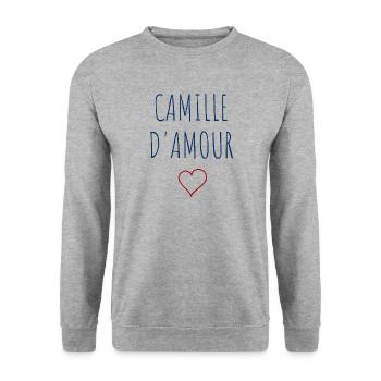 CAMILLE d'amour - COEUR - Sweat-shirt Unisexe - gris chiné - Devant - Alina (178cm) & Michal (187cm)