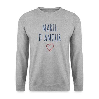 MARIE d'amour - COEUR - Sweat-shirt Unisexe - gris chiné - Devant - Alina (178cm) & Michal (187cm)