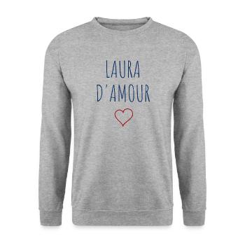 LAURA d'amour - COEUR - Sweat-shirt Unisexe - gris chiné - Devant - Alina (178cm) & Michal (187cm)