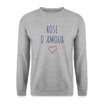 ROSE D'AMOUR - COEUR - Sweat-shirt Unisexe - gris chiné - Devant - Alina (178cm) & Michal (187cm)
