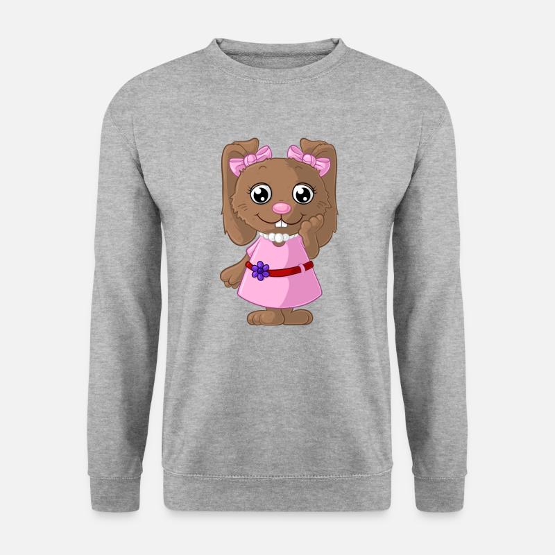 Niedliche Comic Häsin - Unisex Pullover - Weißgrau meliert