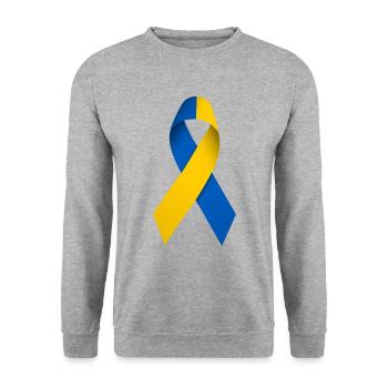 Ukrainian Solidarity Loop - Unisex Sweatshirt - salt & pepper - Front - Alina (178cm) & Michal (187cm)