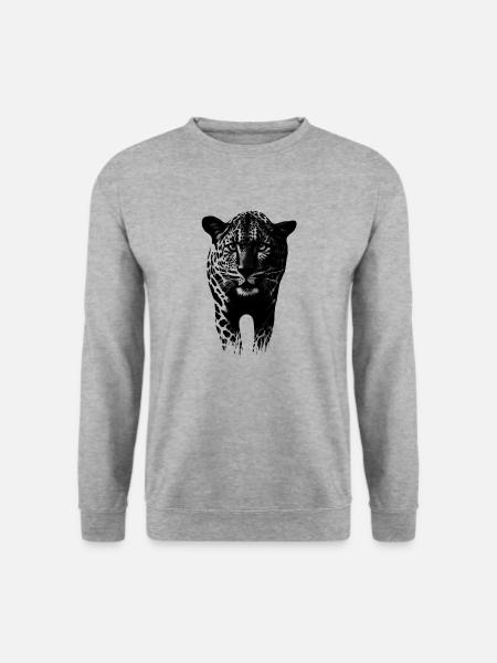 Leopard Gepard Raubkatze - Unisex Pullover - Weißgrau meliert