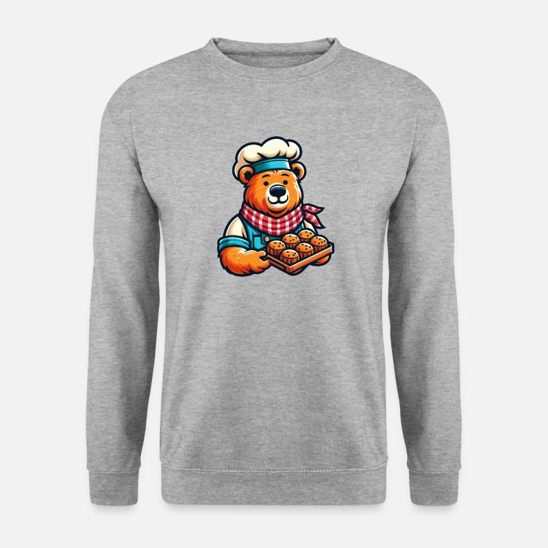 Backender Bär - Unisex Pullover - Weißgrau meliert