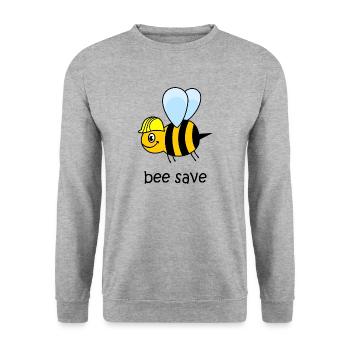 bee save, bee with helmet, funny bee, bee - Unisex Sweatshirt - salt & pepper - Front - Alina (178cm) & Michal (187cm)