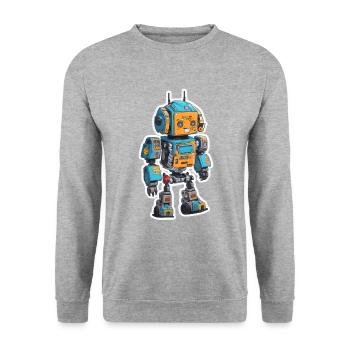 Niedliches Design für Technikliebhaber - Unisex Pullover - Weißgrau meliert - Vorne - Alina (178cm) & Michal (187cm)