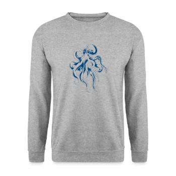 Der tiefste Tintenfisch im dunklen Meer - Unisex Pullover - Weißgrau meliert - Vorne - Alina (178cm) & Michal (187cm)
