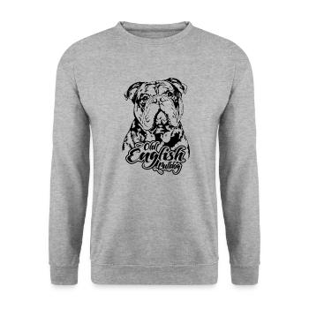 OLD ENGLISH BULLDOG Portrait Hunde OEB Wilsigns - Unisex Pullover - Weißgrau meliert - Vorne - Alina (178cm) & Michal (187cm)