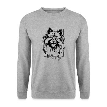 Wolfsspitz Keeshond Dog Portrait Dogs Wilsigns - Unisex Sweatshirt - salt & pepper - Front - Alina (178cm) & Michal (187cm)